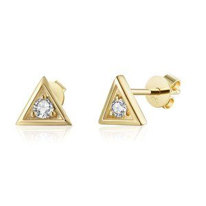 Solitaire Diamond Small Stud Earrings Yellow Gold